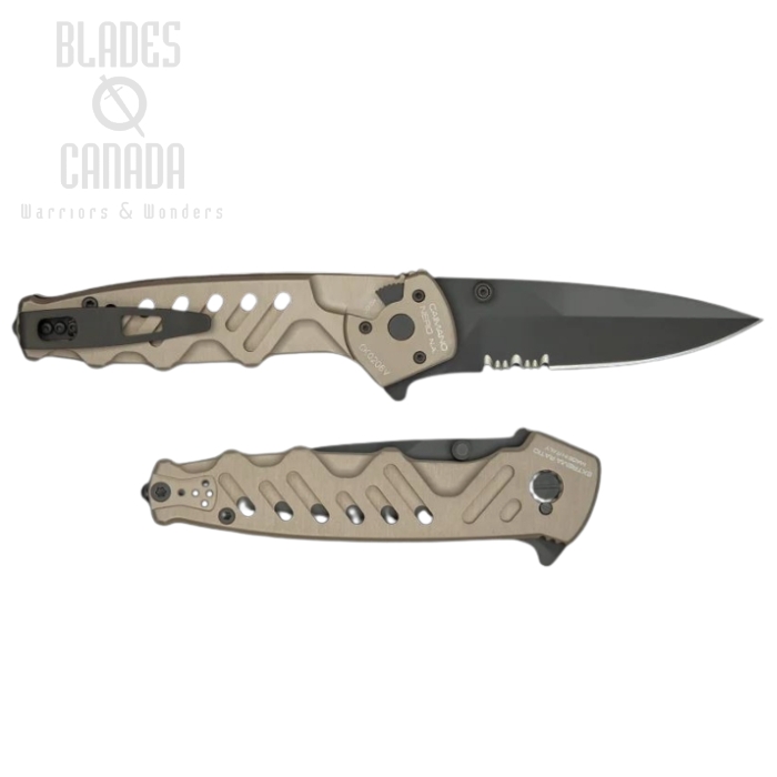 Extrema Ratio Caimano Nero N.A. Flipper Folding Knife, N690 Black Partially Serrated, Aluminum Tactical Mud